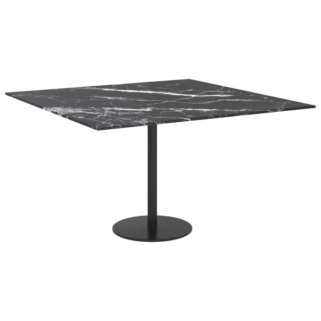 Tampo mesa 70x70 cm 6 mm vidro temperado design mármore preto