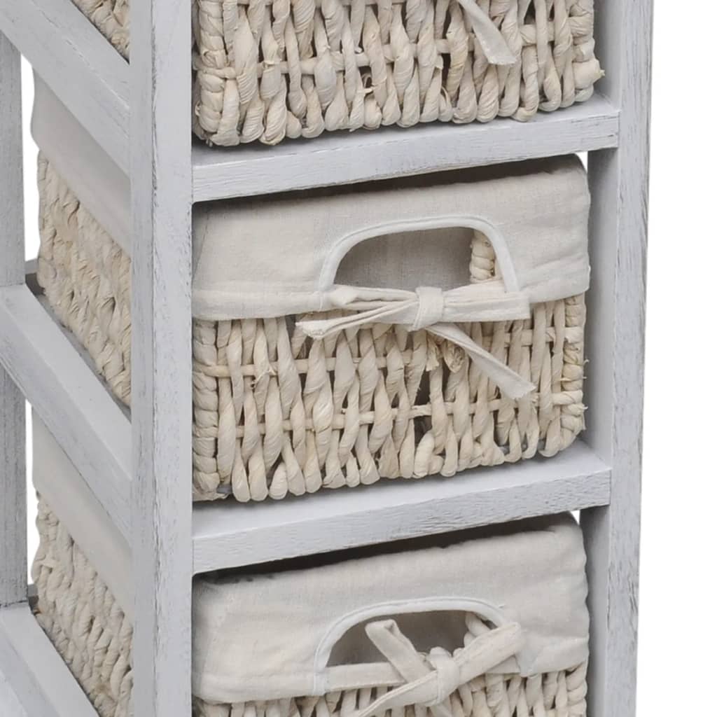 Prateleiras de arrumação em madeira com 3 cestos, branco