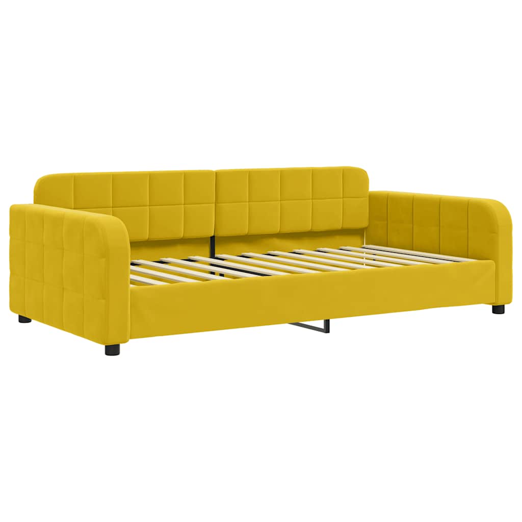 Sofá-cama com colchão 90x200 cm veludo amarelo