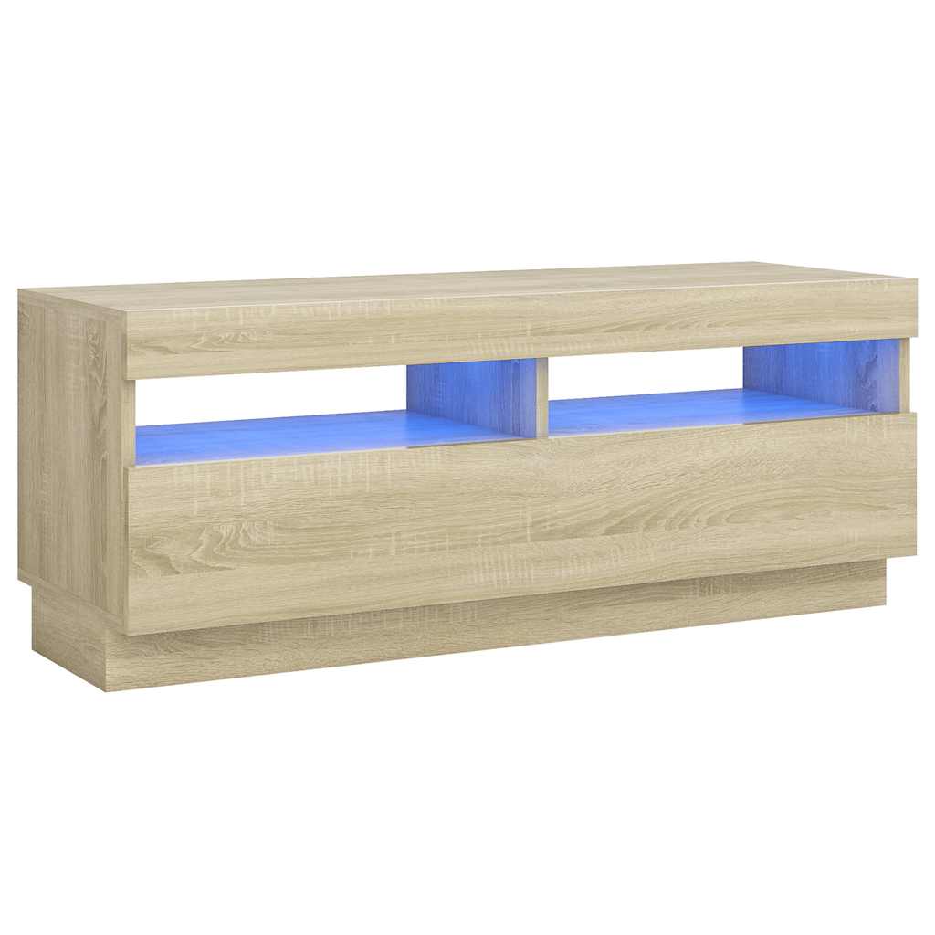 Móvel de TV com luzes LED 100x35x40 cm carvalho sonoma