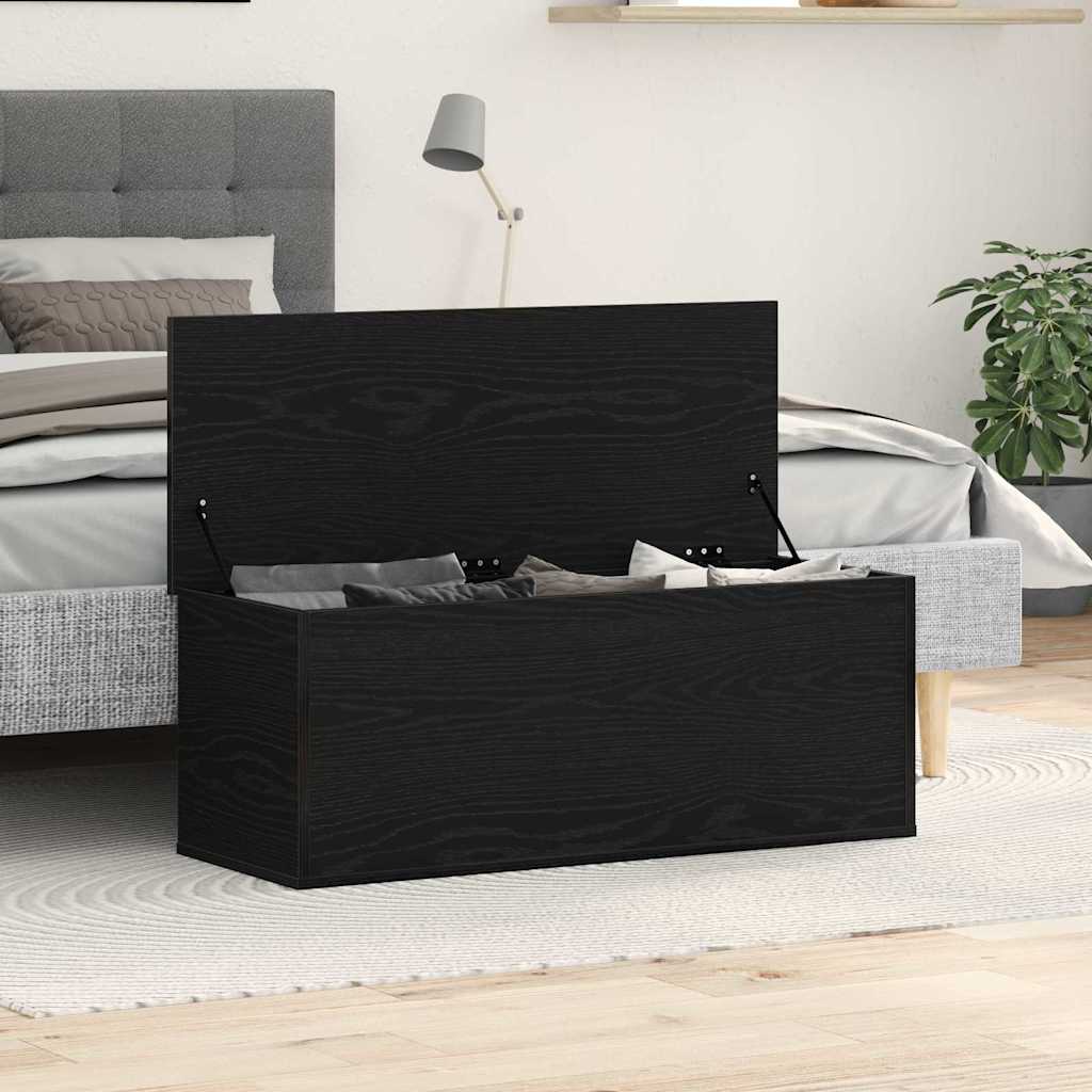 Caixa de armazenamento carvalho preto 90 x 35 x 35 cm