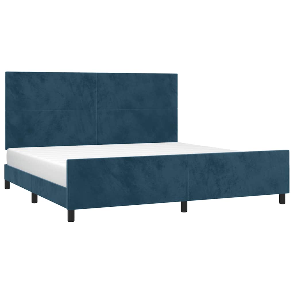 Estrutura de cama sem colchão 200x200 cm veludo azul-escuro