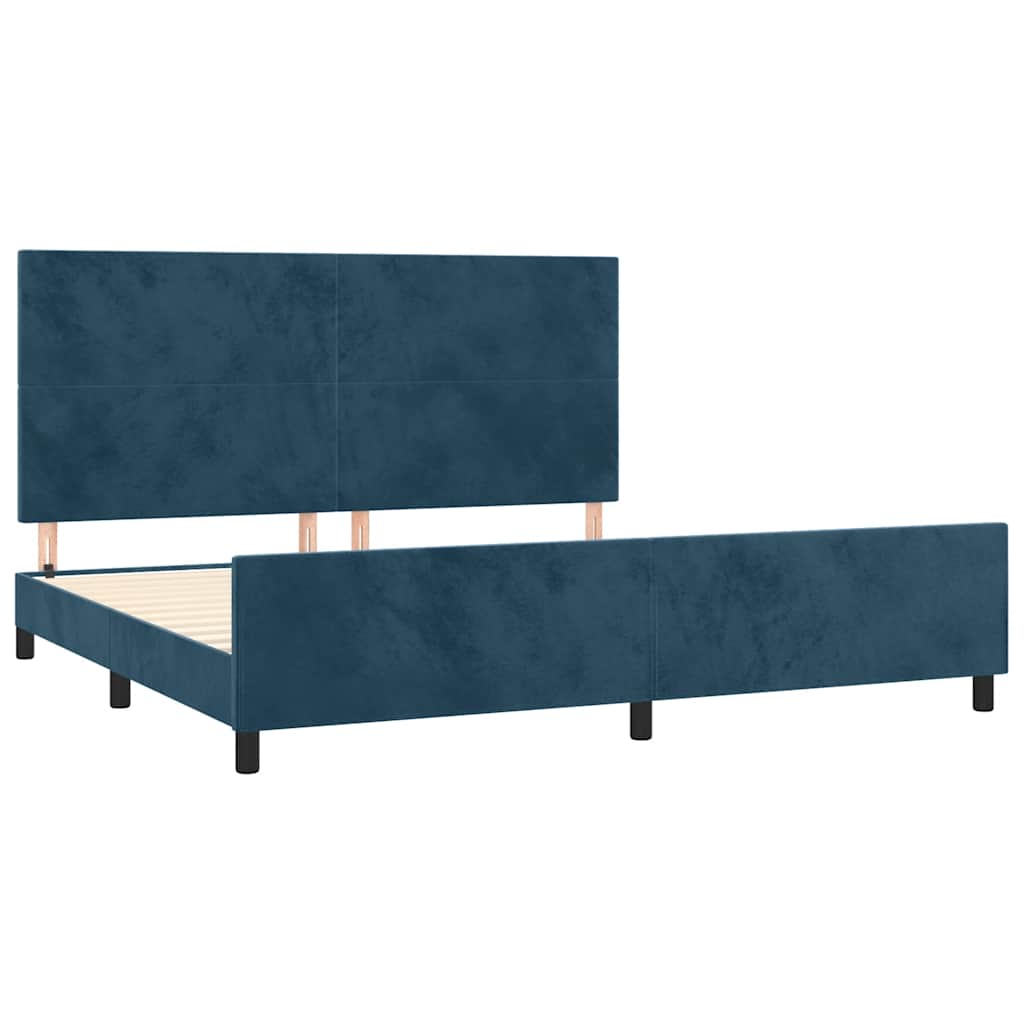 Estrutura de cama sem colchão 200x200 cm veludo azul-escuro