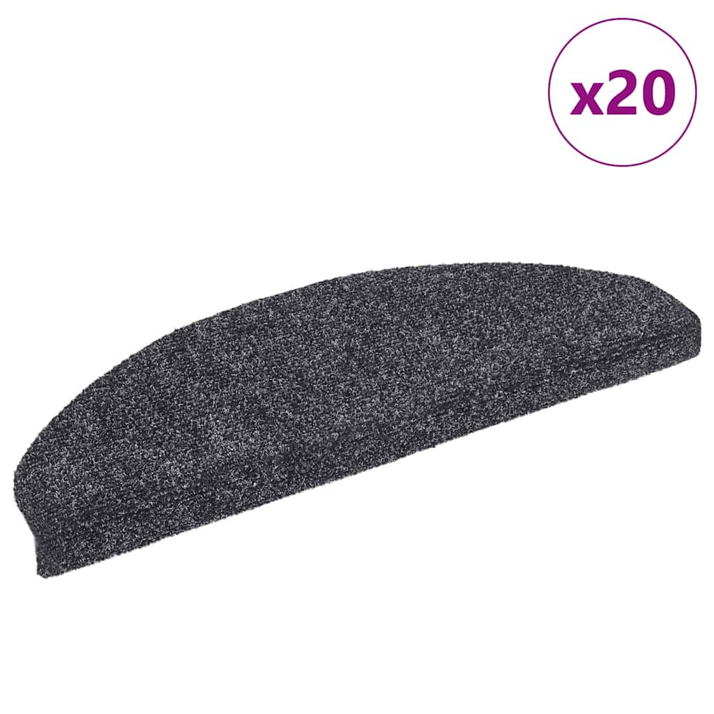 Tapetes de escada autoadesivos 20 peças 65x21x4 cm cinza escuro semicircular grande