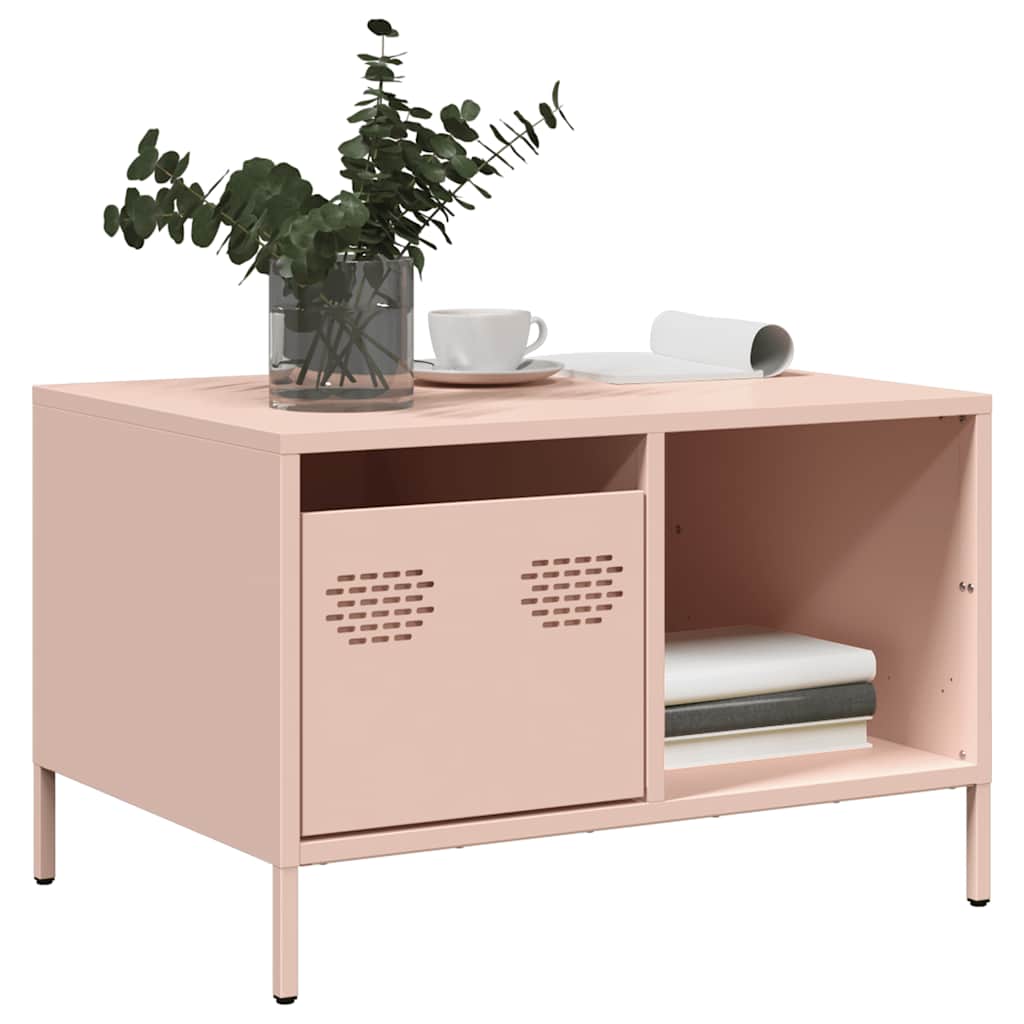 Mesa de centro 68,5x50x43,5 cm aço laminado a frio rosa