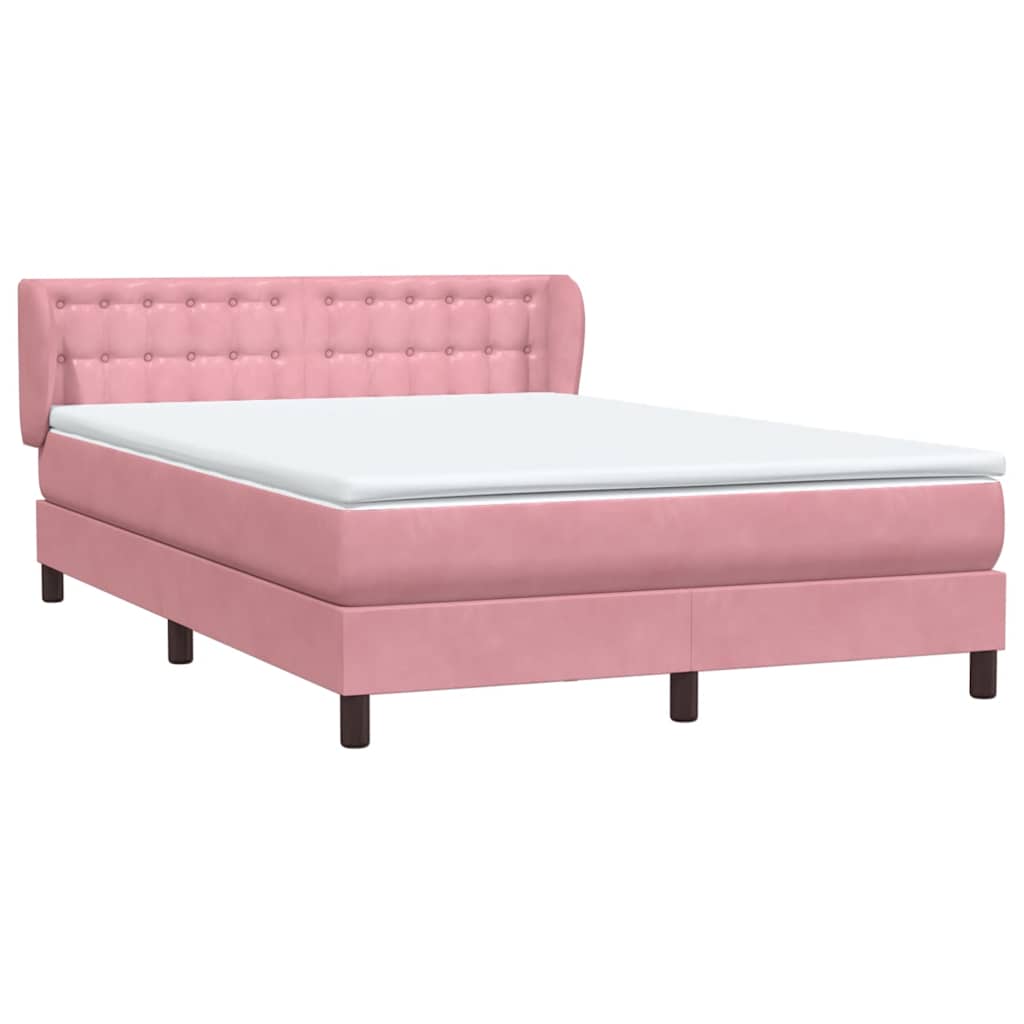 Cama com molas/colchão 140x220 cm veludo rosa