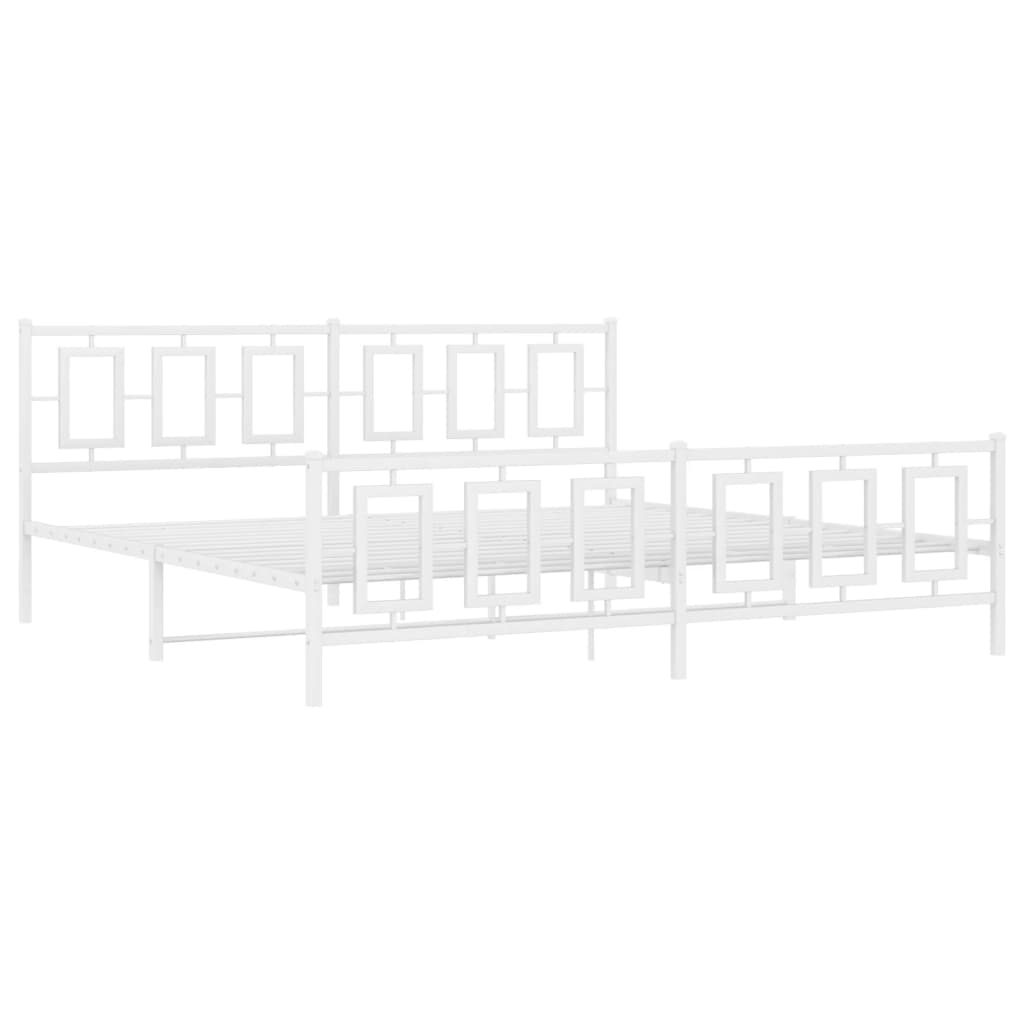 Estrutura de cama com cabeceira e pés 193x203 cm metal branco