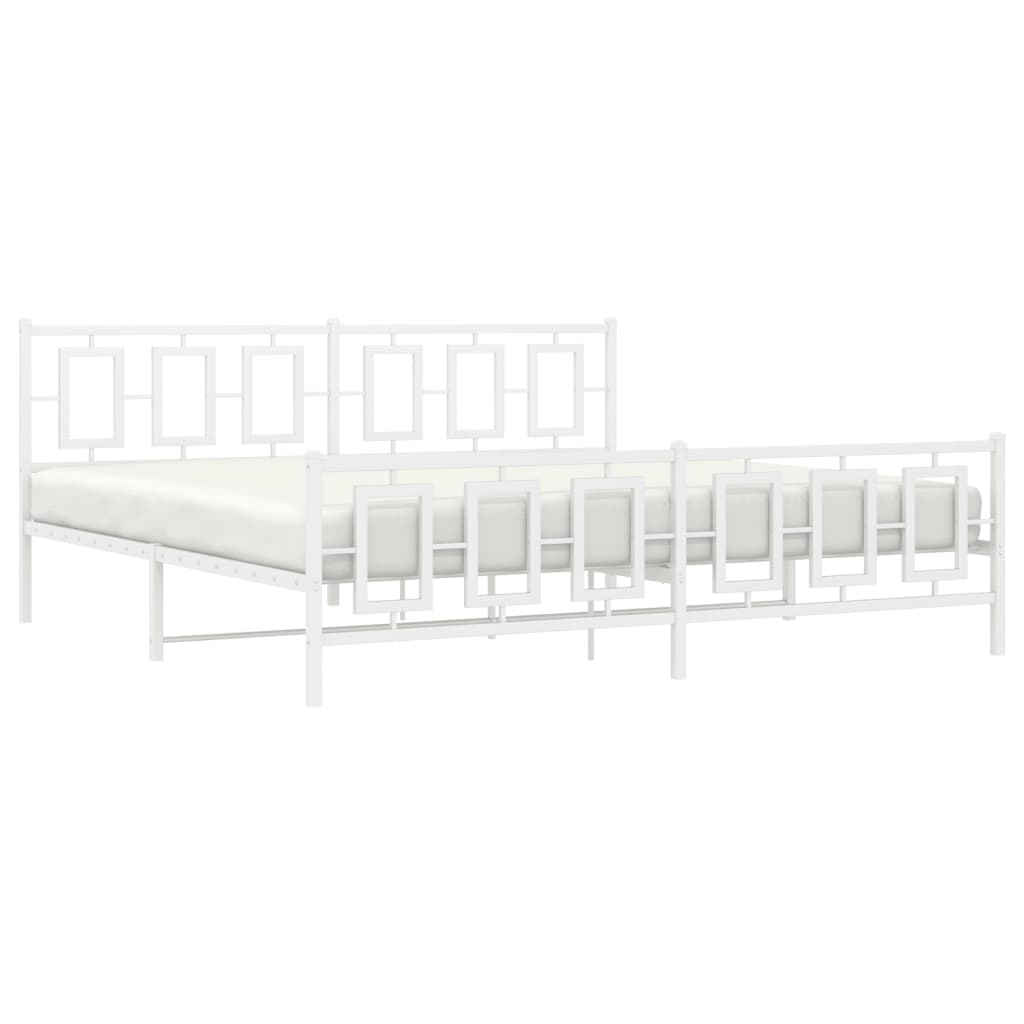Estrutura de cama com cabeceira e pés 193x203 cm metal branco