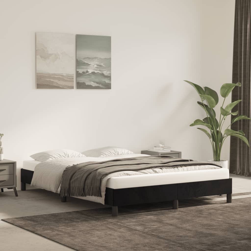 Estrutura de cama sem colchão 140x200 cm veludo preto