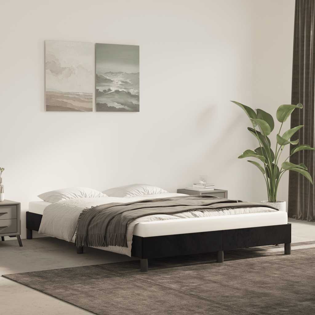 Estrutura de cama sem colchão 140x200 cm veludo preto