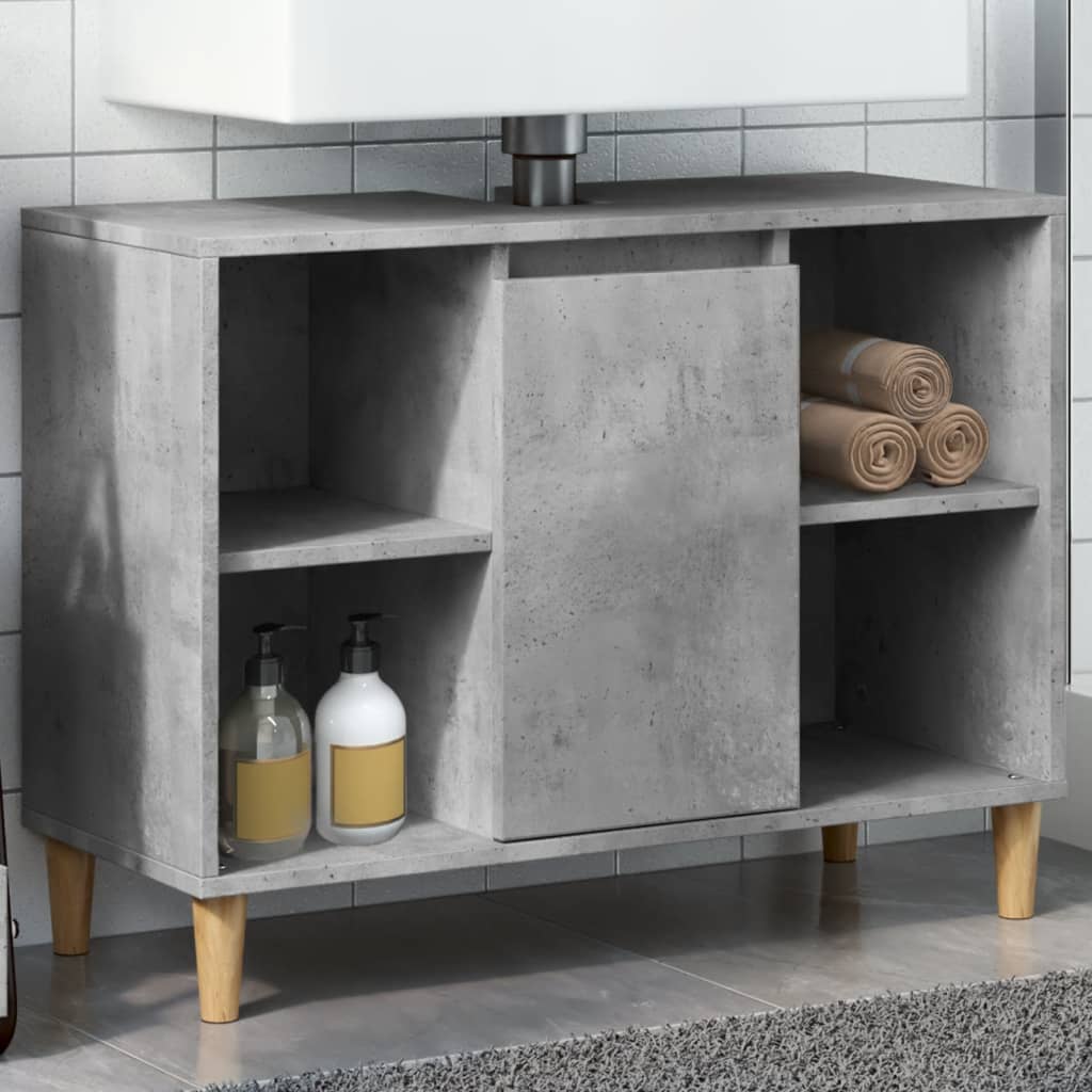 Móvel casa de banho 80x33x60 cm derivados madeira cinza cimento