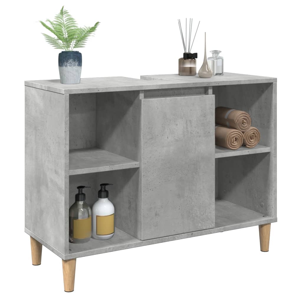 Móvel casa de banho 80x33x60 cm derivados madeira cinza cimento