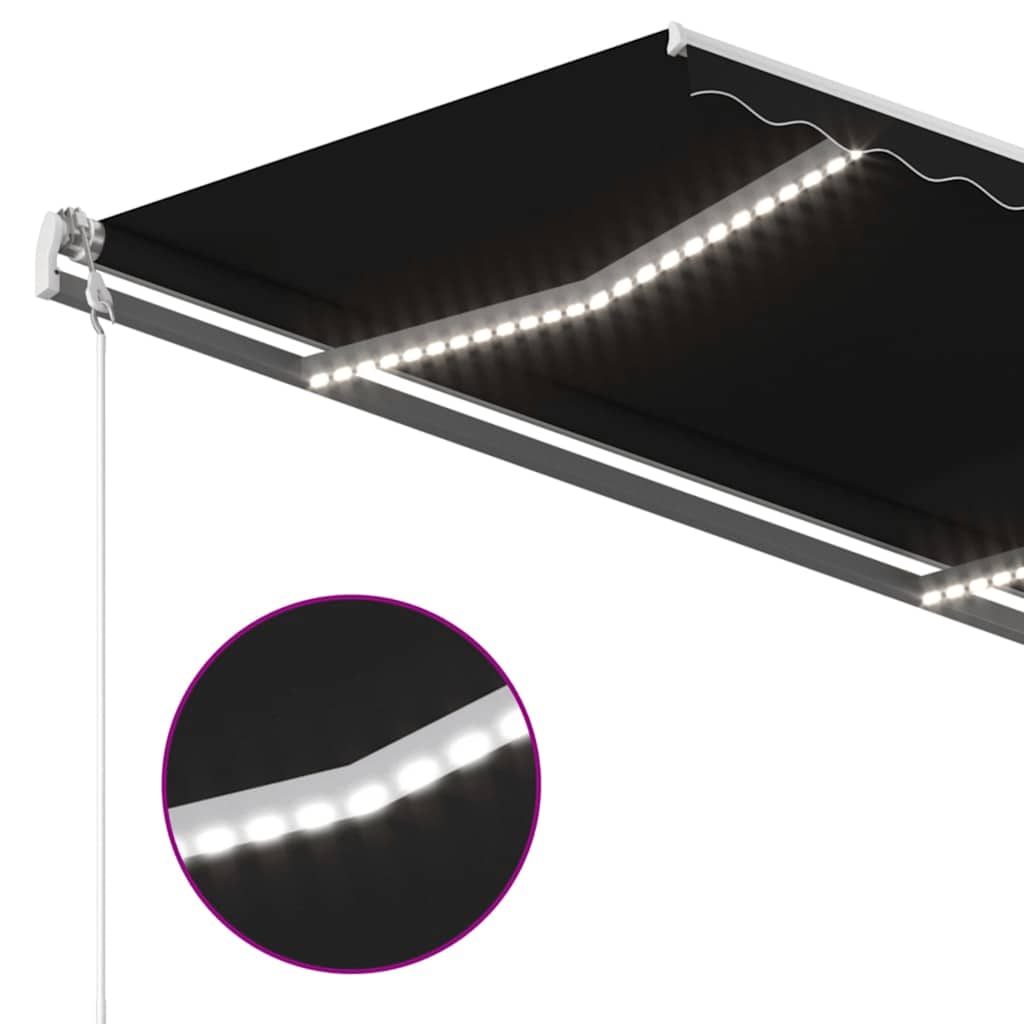 Toldo automático com LED e sensor de vento 450x350 cm antracite