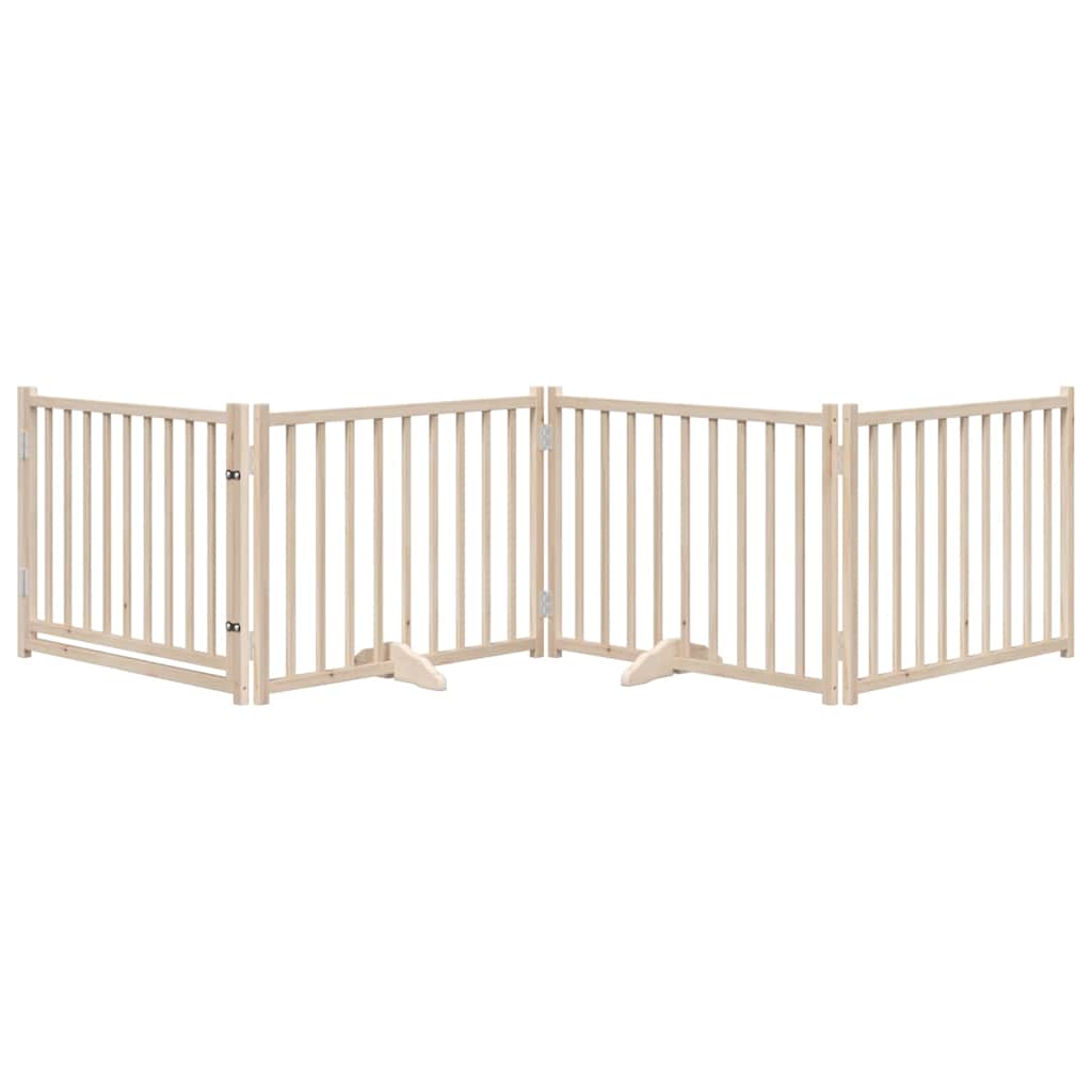 Portão p/ cães com porta dobrável 4 painéis 320 cm abeto maciço