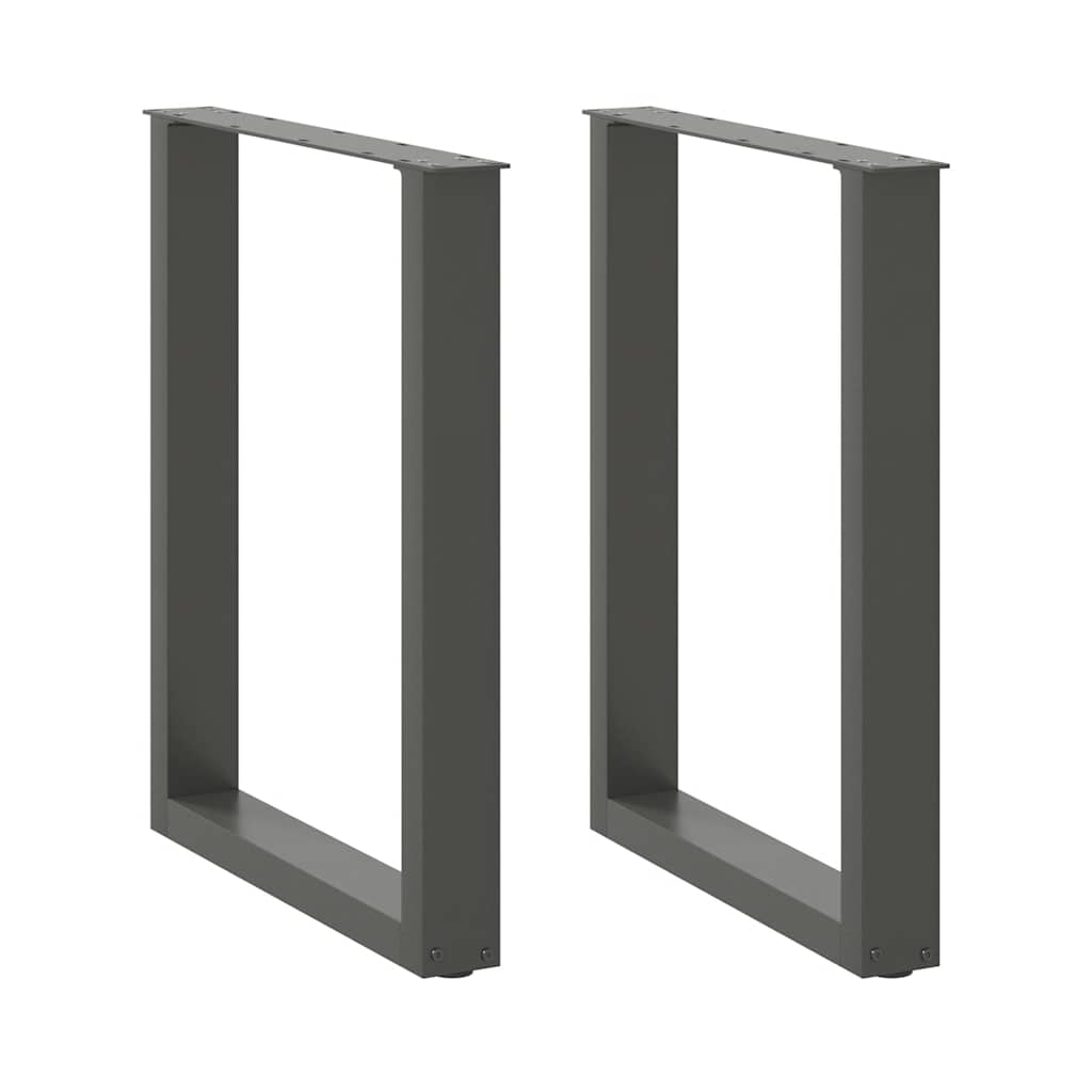 Pés para mesa de jantar em formato de u, 2 peças, antracite, 70x(72-73) cm, aço