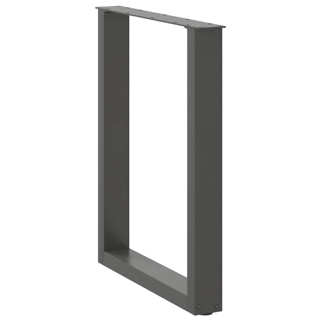 Pés para mesa de jantar em formato de u, 2 peças, antracite, 70x(72-73) cm, aço