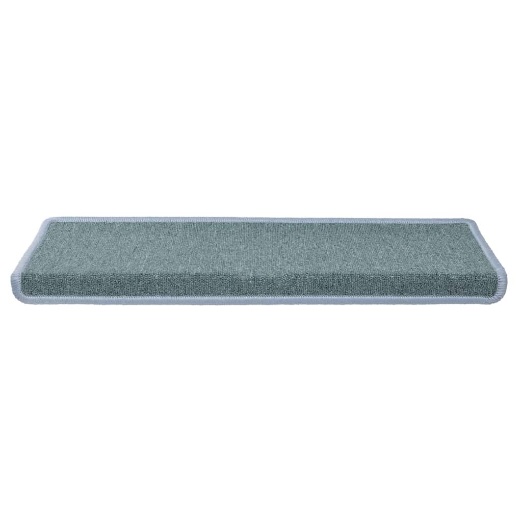 Tapetes de escada 15 peças 65x21x4 cm azul-marinho com borda retangular