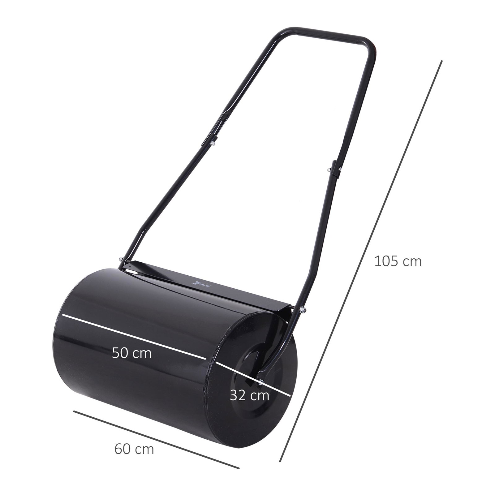 Rolo de Jardim 38L de Aço preenchido com água ou Areia Φ32x50cm Cabo destacável