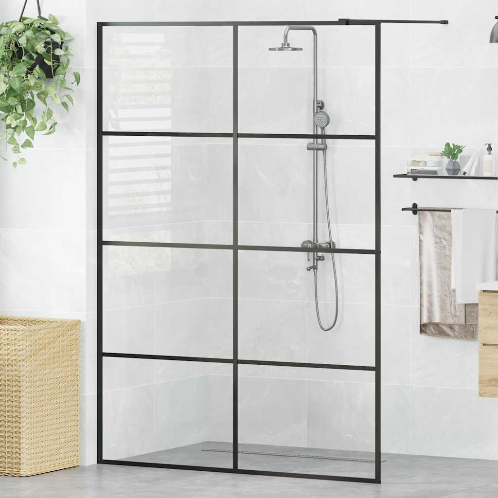 Divisória de chuveiro c/ vidro transparente esg 140x195cm preto