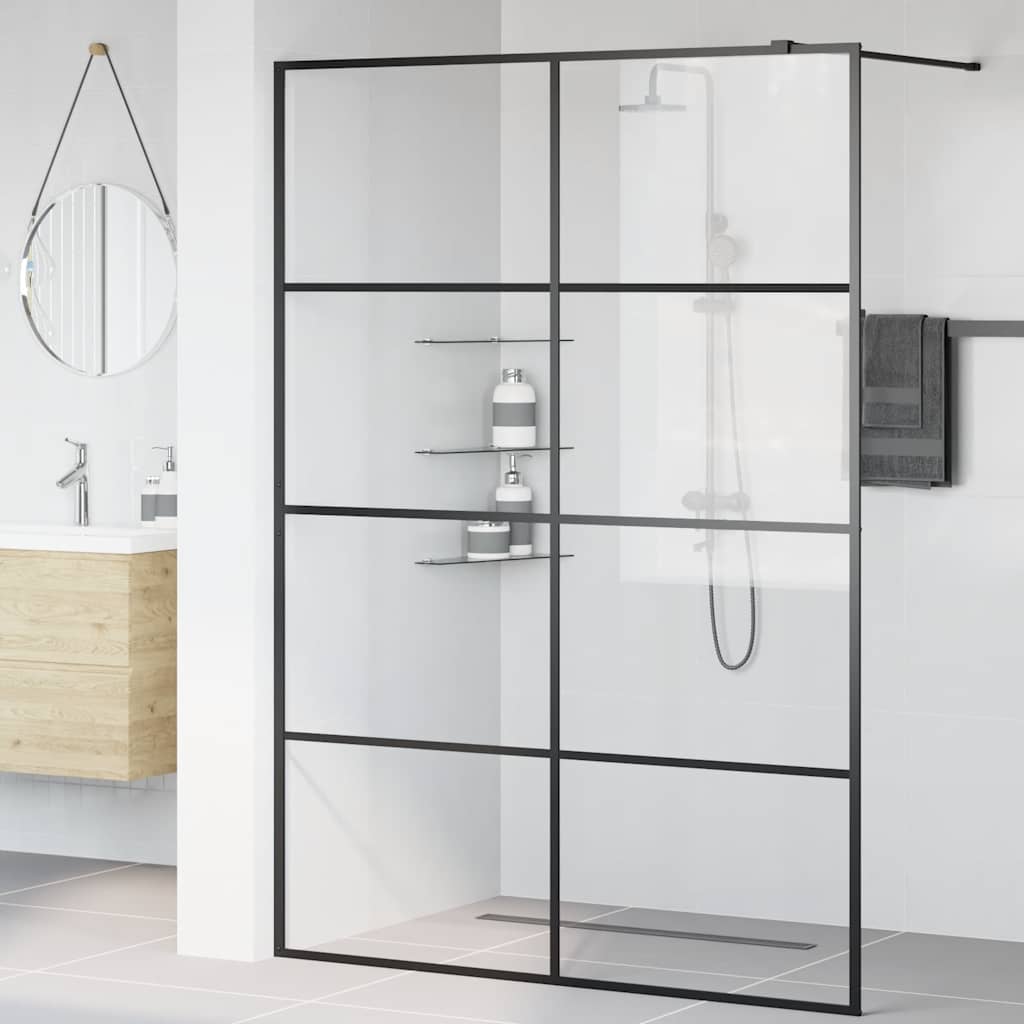Divisória de chuveiro c/ vidro transparente esg 140x195cm preto