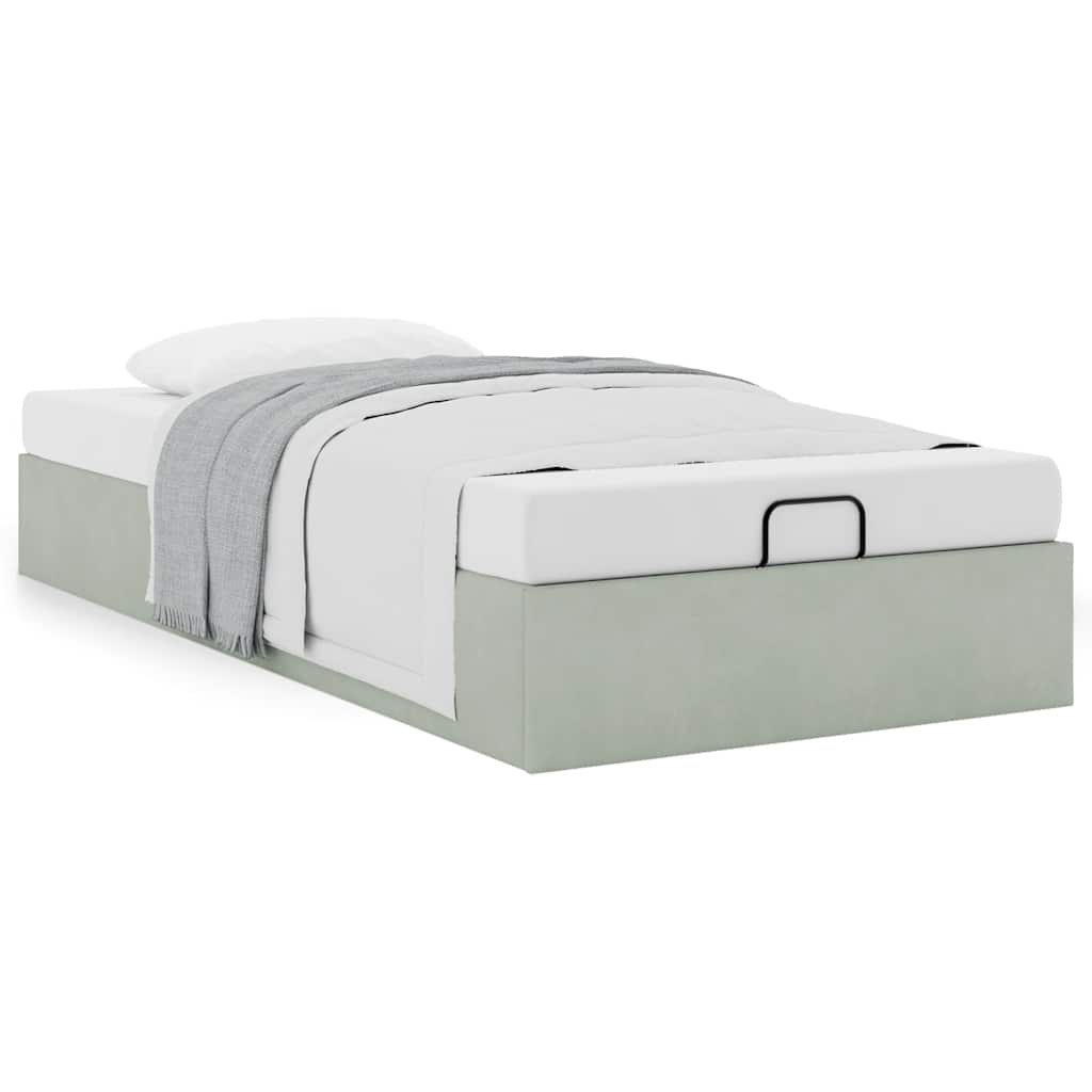 Ottoman bed frame sem colchão cinzento claro 90x200 cm veludo
