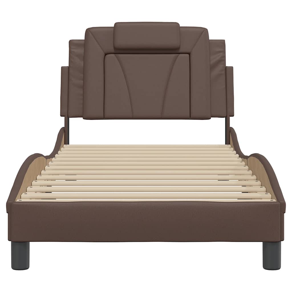 Estrutura de cama viana sem colchão couro artificial 80x200 cm castanho