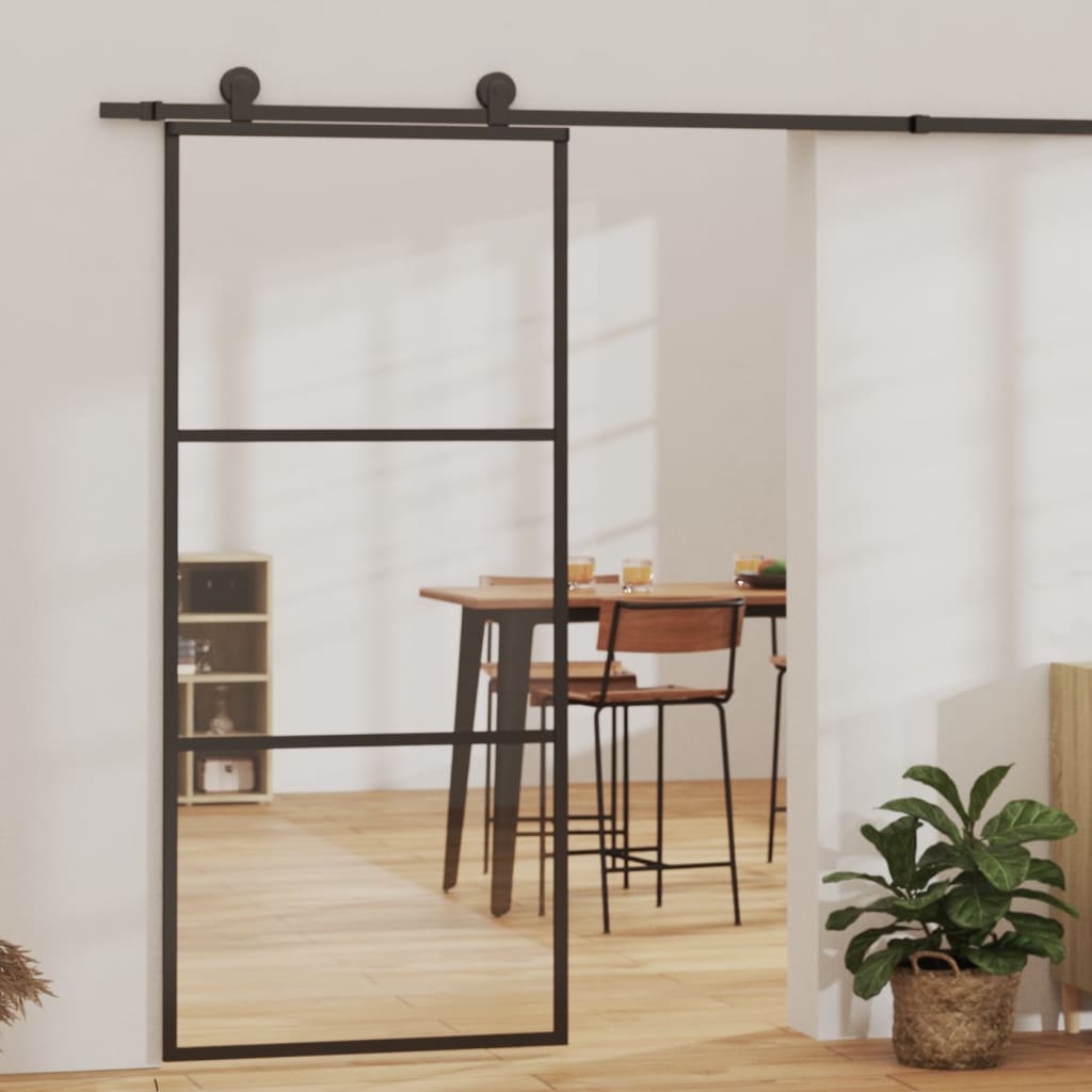 Porta deslizante c/ conj. ferragens 90x205cm vidro esg/alumínio