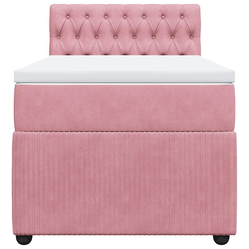 Cama com molas/colchão 90x190 cm veludo rosa