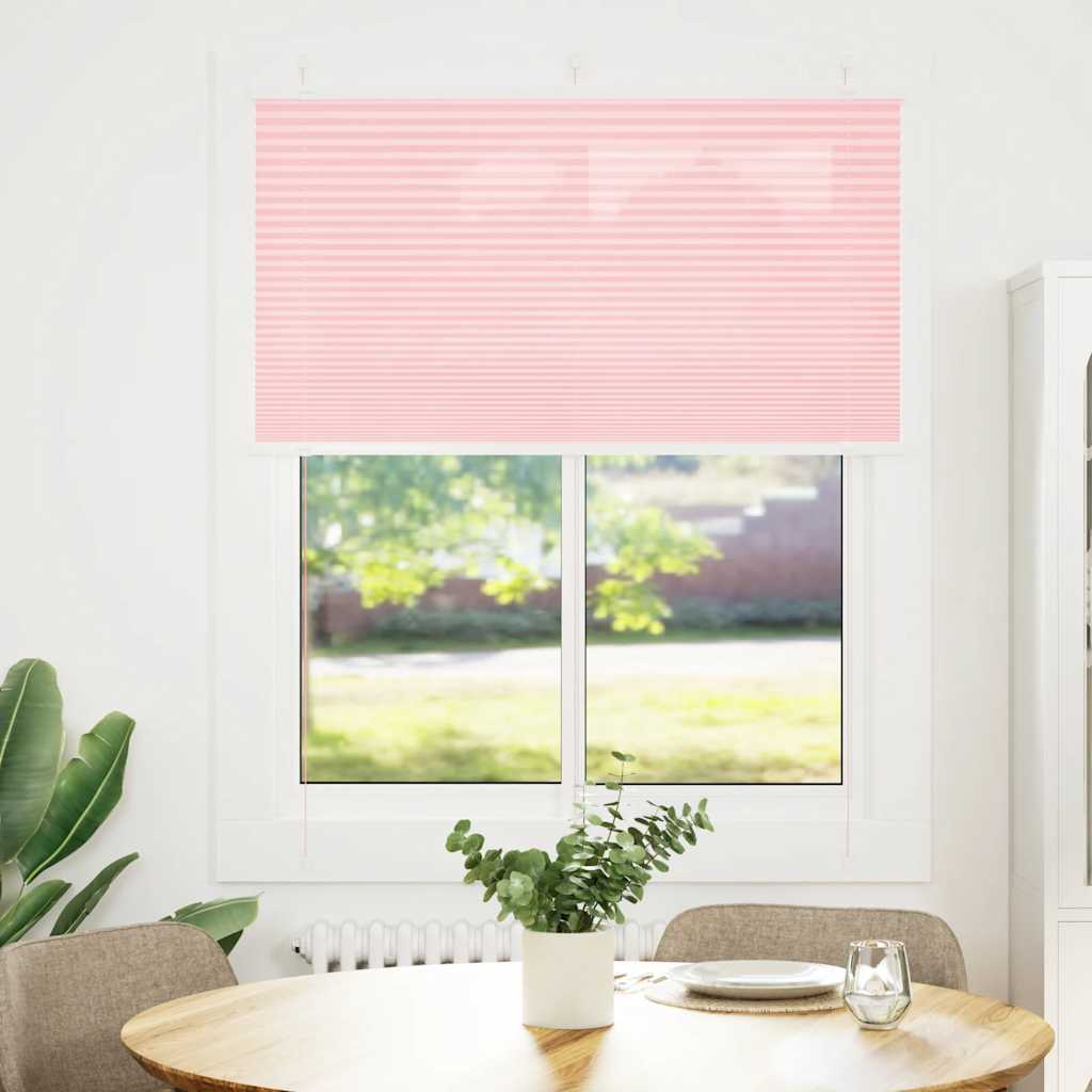 Rosa plissada cega 105x100 cm largura tecido 104,4cm poliéster
