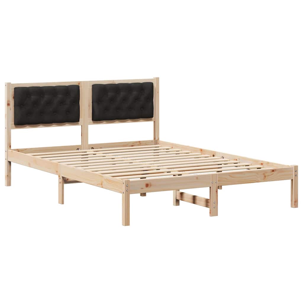 Estrutura da cama preto 140 x 200 cm madeira de pinheiro sólida