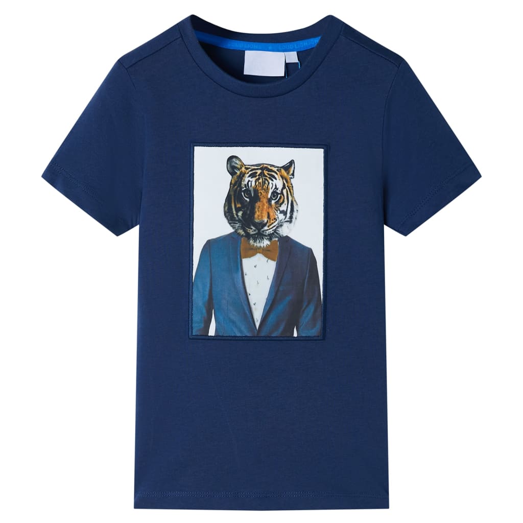 T-shirt de manga curta para criança azul-escuro 128