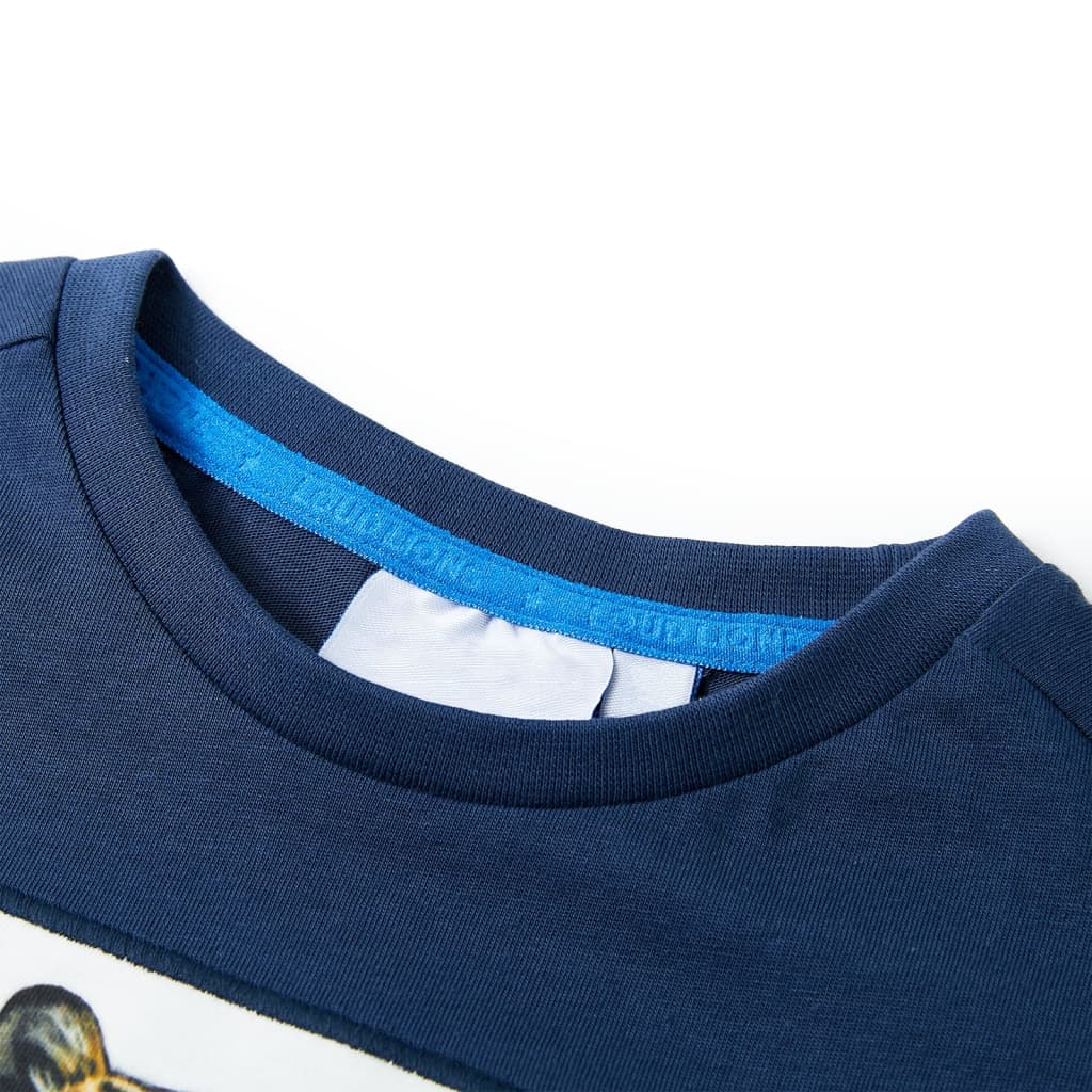 T-shirt de manga curta para criança azul-escuro 128