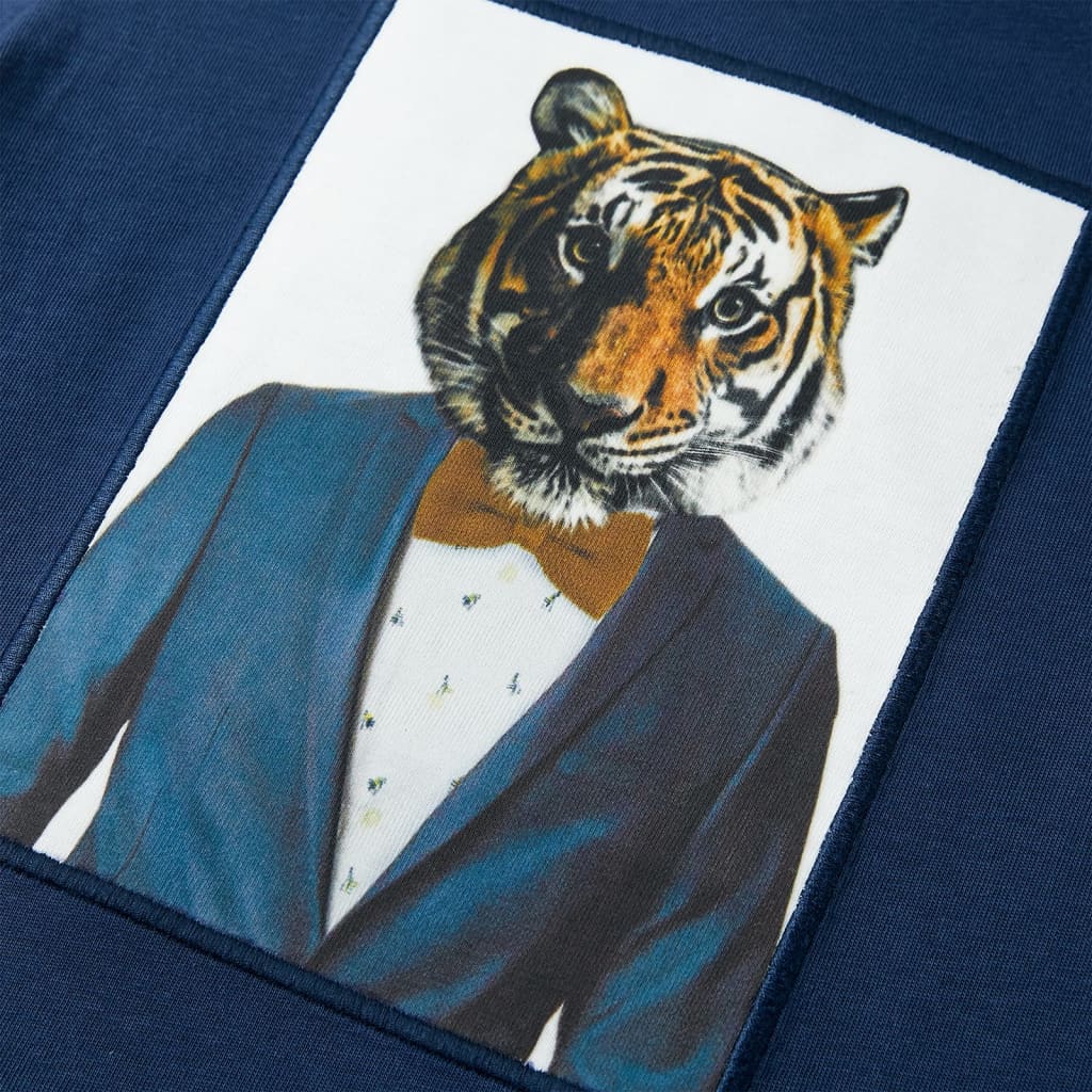 T-shirt de manga curta para criança azul-escuro 128