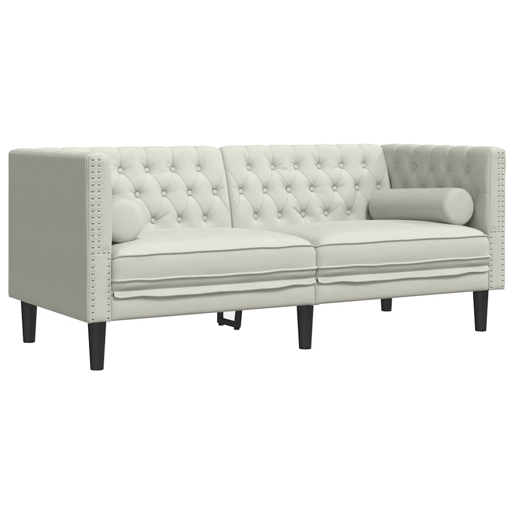 2 Pcs conjunto de sofás chesterfield com rolos veludo creme