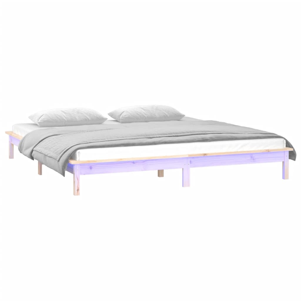 Estrutura de cama com luzes leds 140x200 cm madeira maciça