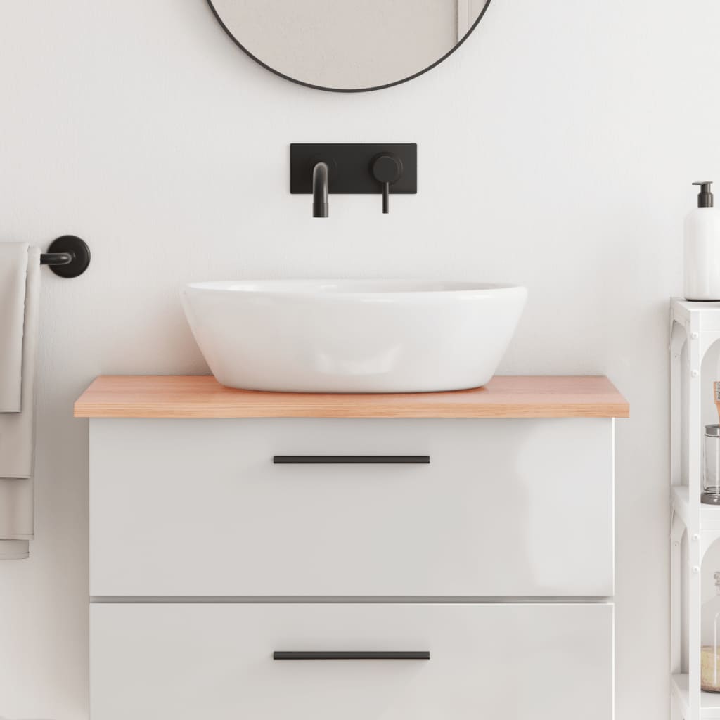 Bancada p/ wc 80x50x2 cm madeira maciça tratada castanho-claro