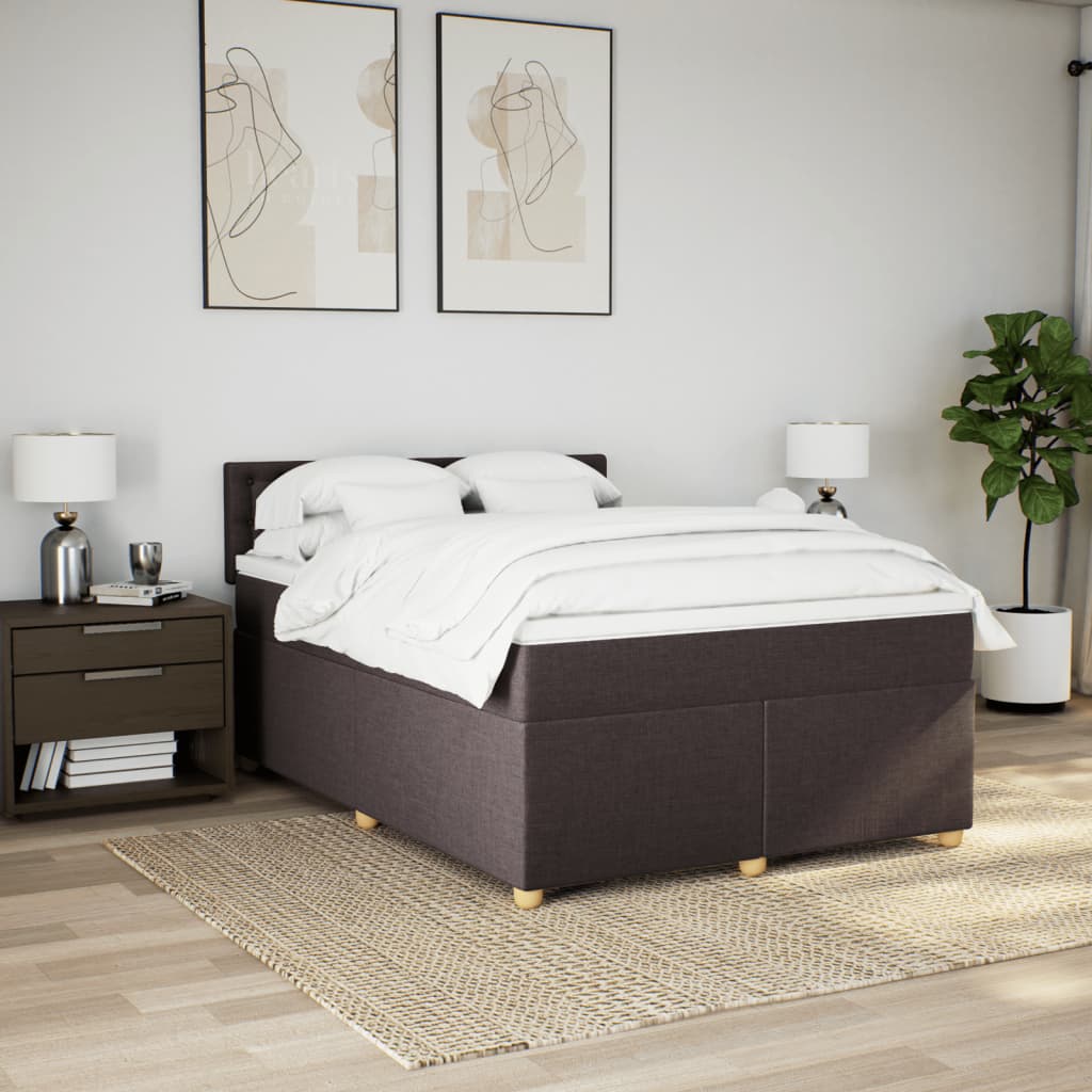 Cama com molas/colchão 140x190 cm tecido castanho-escuro