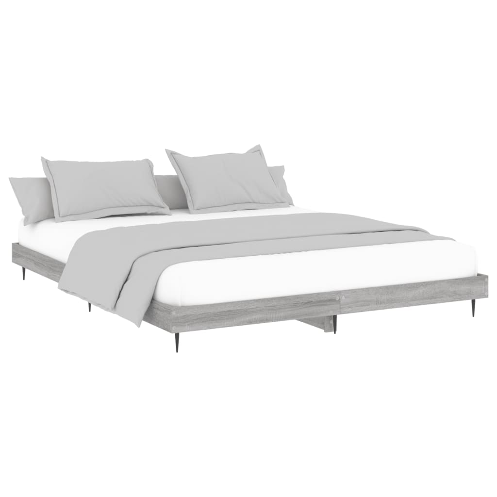 Estrutura de cama sem colchão 160x200 cm sonoma cinzento