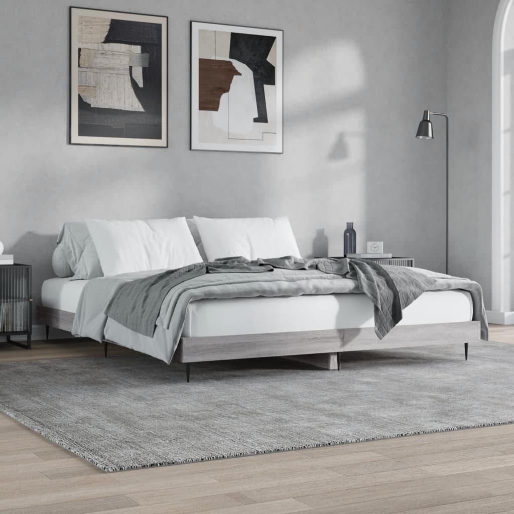 Estrutura de cama sem colchão 160x200 cm sonoma cinzento