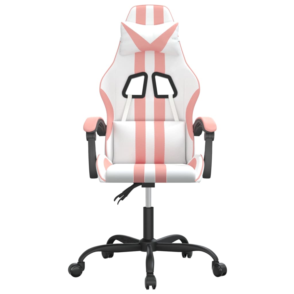 Cadeira gaming couro artificial branco e rosa