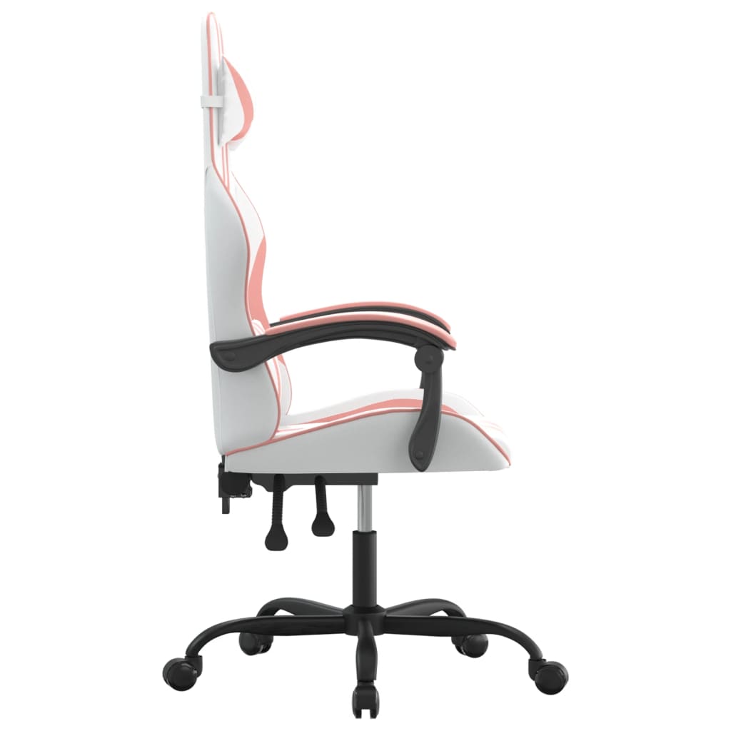 Cadeira gaming couro artificial branco e rosa