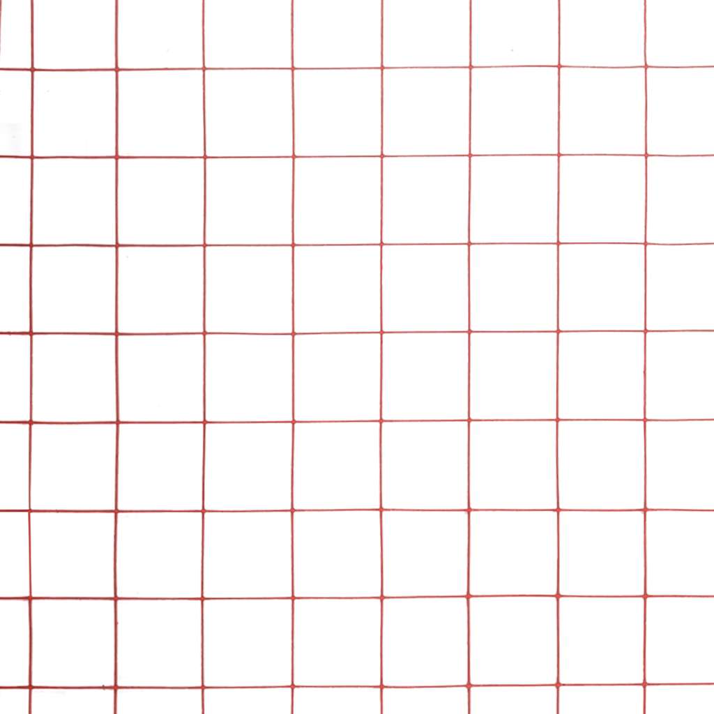 Cerca arame galinheiro 10x1 m aço c/ revestimento PVC vermelho