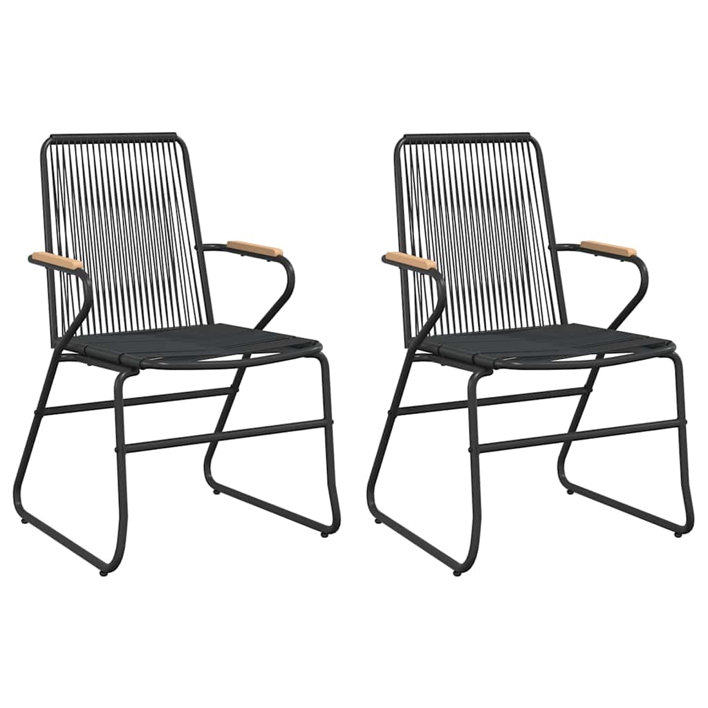 3 Pcs conjunto de jantar para jardim vime PVC preto