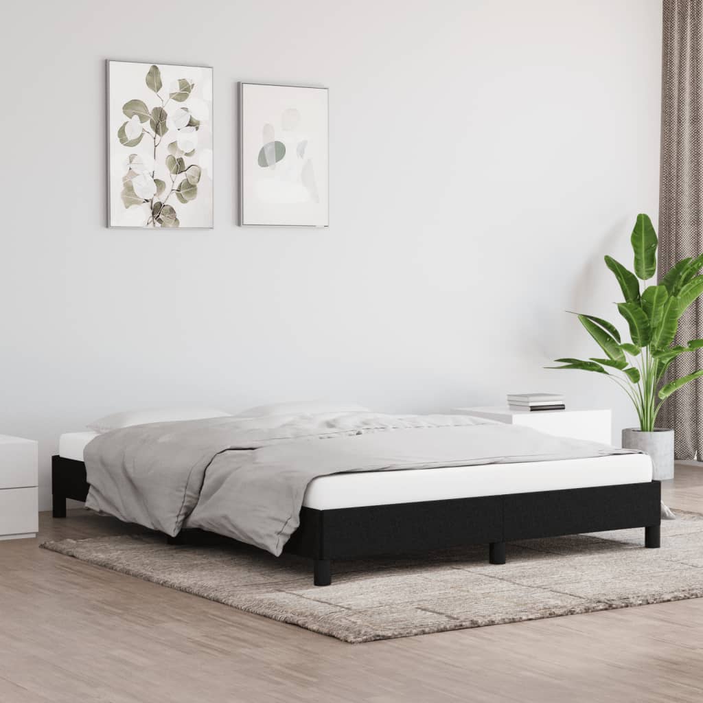 Estrutura de cama sem colchão 140x200 cm tecido preto