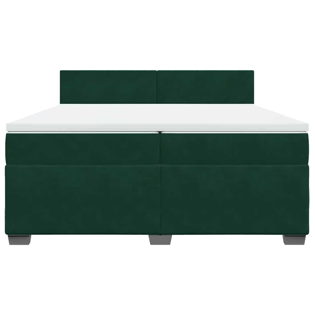 Cama com molas/colchão 200x200 cm veludo verde-escuro