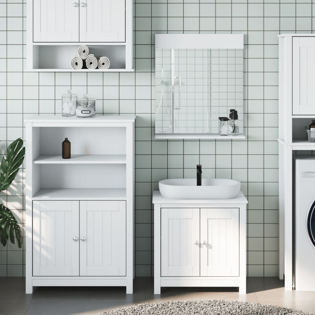 3 Pcs conjunto de móveis para wc berg pinho maciço branco