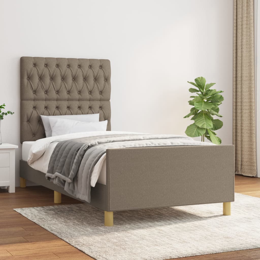 Estrutura cama sem colchão 90x200 cm tecido cinza-acastanhado