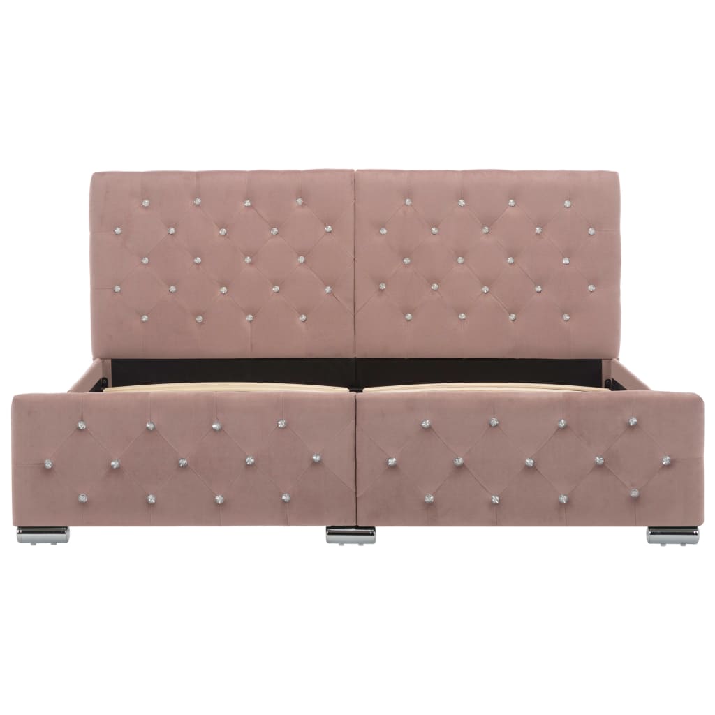 Estrutura de cama 160x200 cm veludo rosa