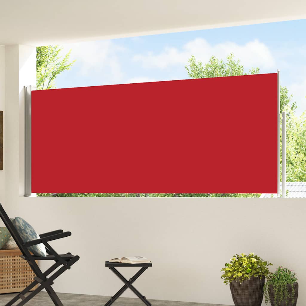 Toldo lateral retrátil para pátio 120x500 cm vermelho
