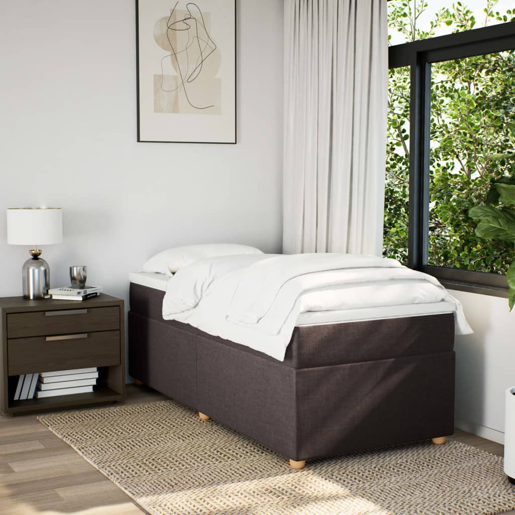 Cama com molas/colchão 80x200 cm tecido castanho-escuro